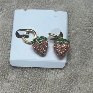 Origami Owl Strawberry Fields Charm Earrings with Crystals NIB
